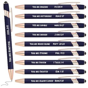 ctosree 10 pcs inspirational pens motivational ballpoint pens with stylus tip funny ink pens metal office appreciation gifts for employee coworkers office supplies, 10 styles (dark blue)