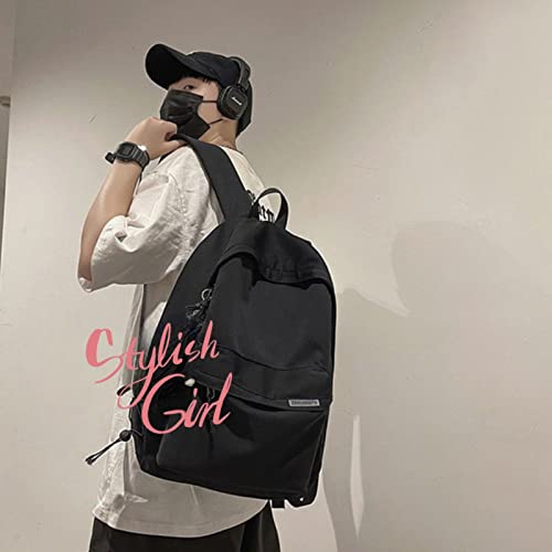 WEIIYONN Aesthetic Backpack for Women Kawaii Book bag Laptop Backpack Solid Casual Women's Daypack for Travel (Black)