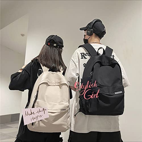 WEIIYONN Aesthetic Backpack for Women Kawaii Book bag Laptop Backpack Solid Casual Women's Daypack for Travel (Black)