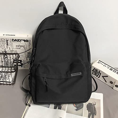 WEIIYONN Aesthetic Backpack for Women Kawaii Book bag Laptop Backpack Solid Casual Women's Daypack for Travel (Black)