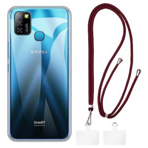shantime infinix smart 5 case + universal mobile phone lanyards, neck/crossbody soft strap silicone tpu cover bumper shell for infinix smart 5a (6.6”)