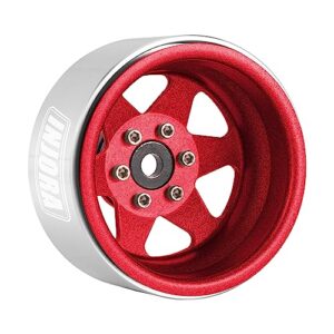 INJORA 1.9 Beadlock Wheel Rim Offset -8.9mm Metal Deep Dish Hub for TRX4 Axial SCX10 90046 UTB18 1/11 RC Crawler Car (Red)