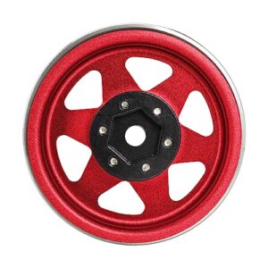 INJORA 1.9 Beadlock Wheel Rim Offset -8.9mm Metal Deep Dish Hub for TRX4 Axial SCX10 90046 UTB18 1/11 RC Crawler Car (Red)