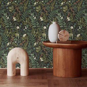 MuralPeel Black Moss Leaf Flowers Peel and Stick Wallpaper Floral Easy Peel Off Contact Paper Vintage Self Adhesive Removable Stick on Wall Paper for Kitchen Cabinet Furniture Renter Friendly3