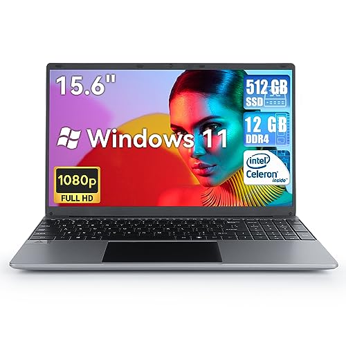 ANMESC Laptop Computer Laptop 15.6" with 1080P FHD Display, Quad-Core Intel Celeron N5095 Processors, 12GB DDR4 512GB SSD,Windows 11 Laptop Computers, 2.4G/5G WiFi, Bluetooth 4.2