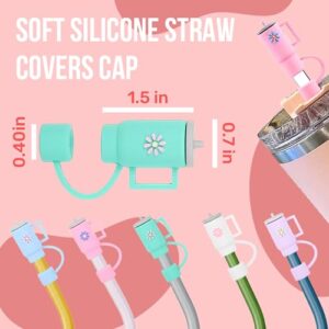 Straw Cover For Stanley, 5 PCS Suitable Silicone Stanley Cup Straw Cover - Variable Colour Stanley Straw Cover - Straw Covers for Reusable Straws - Stanley Cup Accessories - Mix Covers (5 PCS, Mix)