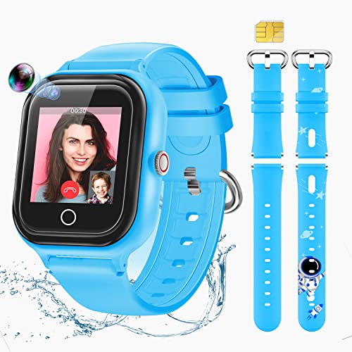 Laredas Unlocked 4G LTE Kids Smart Watch Phone with SIM Card,Kids Smart Watch with HD Camera, SMS, Wi-Fi Calling,Voice & Video Chat,Bluetooth,4G Kids GPS Tracker Watch Birthday Gifts (80blue)