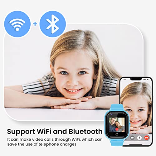 Laredas Unlocked 4G LTE Kids Smart Watch Phone with SIM Card,Kids Smart Watch with HD Camera, SMS, Wi-Fi Calling,Voice & Video Chat,Bluetooth,4G Kids GPS Tracker Watch Birthday Gifts (80blue)