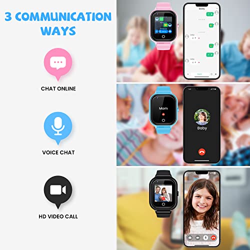 Laredas Unlocked 4G LTE Kids Smart Watch Phone with SIM Card,Kids Smart Watch with HD Camera, SMS, Wi-Fi Calling,Voice & Video Chat,Bluetooth,4G Kids GPS Tracker Watch Birthday Gifts (80blue)