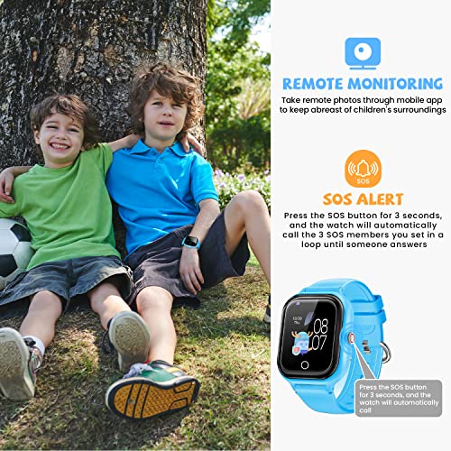 Laredas Unlocked 4G LTE Kids Smart Watch Phone with SIM Card,Kids Smart Watch with HD Camera, SMS, Wi-Fi Calling,Voice & Video Chat,Bluetooth,4G Kids GPS Tracker Watch Birthday Gifts (80blue)