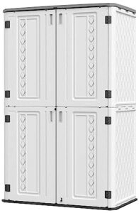 homspark outdoor storage shed, 53 cu.ft outdoor storage cabinet with lockable doors, double layer resin vertical storage shed for garden, patio, backyard, 4×2.5×6.6 ft