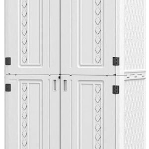 HOMSPARK Outdoor Storage Shed, 53 Cu.ft Outdoor Storage Cabinet with Lockable Doors, Double Layer Resin Vertical Storage shed for Garden, Patio, Backyard, 4×2.5×6.6 FT