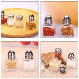 Luxshiny 10pcs Salt and Pepper Shakers Set Mini Glass Pepper Shaker with Lid Clear Spices Jars Salt Shaker Condiment Storage Jar for Travel Camping Picnic Lunch Dining Kitchen