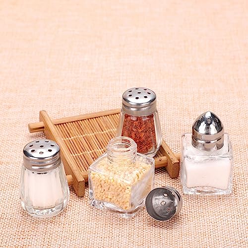 Luxshiny 10pcs Salt and Pepper Shakers Set Mini Glass Pepper Shaker with Lid Clear Spices Jars Salt Shaker Condiment Storage Jar for Travel Camping Picnic Lunch Dining Kitchen