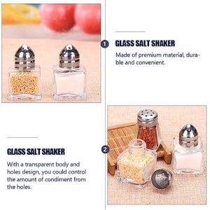 Luxshiny 10pcs Salt and Pepper Shakers Set Mini Glass Pepper Shaker with Lid Clear Spices Jars Salt Shaker Condiment Storage Jar for Travel Camping Picnic Lunch Dining Kitchen