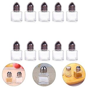 Luxshiny 10pcs Salt and Pepper Shakers Set Mini Glass Pepper Shaker with Lid Clear Spices Jars Salt Shaker Condiment Storage Jar for Travel Camping Picnic Lunch Dining Kitchen