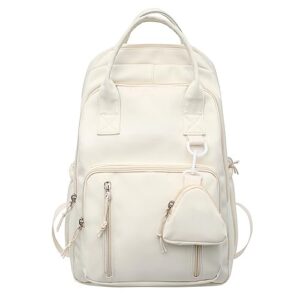 bilipopx kawaii backpack with cute accessories aesthetic 15.6 inch laptop backpack pendant (white)