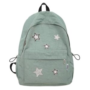 zhsteveg cute backpack star large capacity kawaii aesthetic backpack cute mochilas daypacks (green)