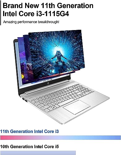 HP 2023 Newest Laptop, 15.6" Touchscreen Display, Intel Core i3-1115G4 Processor(Beat i5-1035G4), 8GB RAM, 256GB SSD, WiFi, Bluetooth, Numeric Keypad, Windows 11 Home in S Mode, Silver