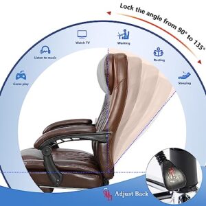 jamege 6 Point Massage Office Chair, PU Leather Office Chair with Heating Function, Ergonomic Vibrating Massage Office Chair with Footrest, Height Adjustable Reclining Executive Office Chair