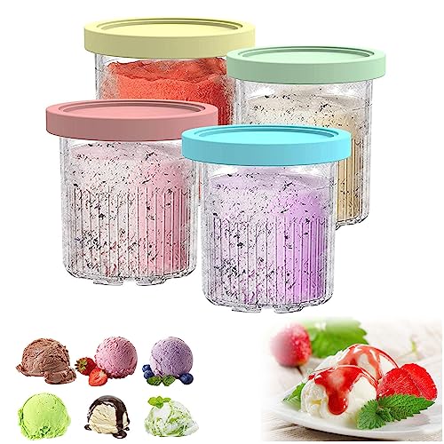 REMYS Creami Containers, for Ninja Creami Pints 4 Pack,24 OZ Creami Deluxe Pints Bpa-Free,Dishwasher Safe Compatible with NC500,NC501 Series Ice Cream Makers