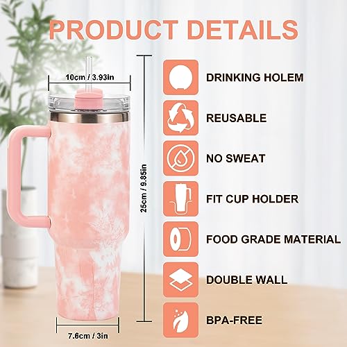 40 oz Tumbler With Handle and Lid Straw Stainless Steel Insulated Vacuum Cup Reusable Water Bottle Travel Mug Iced Coffee Cup Travel Mug for Hot and Cold Beverages simple modern 40 oz tumbler