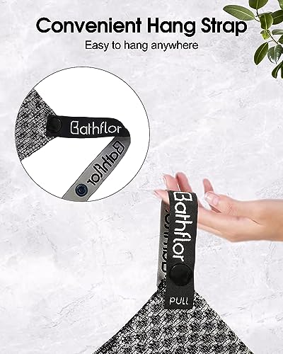 Bathflor Exfoliating Shower Towel with Clip Strap, Exfoliating Washcloth with 2 Sides for Washing & Scrubbing, Premium Japanese Scrub Wash Cloth, Quick Drying, 40inch Length (1 Pack-B)