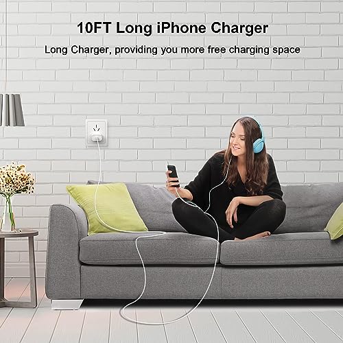 3 Pack [Apple MFi Certified] iPhone 14 13 Fast Charger, PD 20W USB C Wall Charger Power Adapter with 3 Pack 10FT Long Type C to Lightning Cable Compatible for iPhone 14 13 12 11 Pro Max XS XR X 8 iPad