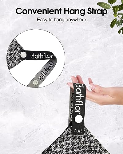 Bathflor Exfoliating Shower Towel with Clip Strap, Exfoliating Washcloth with 2 Sides for Washing & Scrubbing, Premium Japanese Scrub Wash Cloth, Quick Drying, 40inch Length (1 Pack-W)