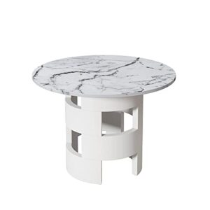 42.12" Modern Round Dining Table with Printed White Marble Table Top for Dining Room, Kitchen, Living Room