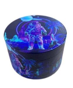 spice grinder 2.5 inch - excellent grinder with zinc alloy holder, alloy color crusher, cleaning brush for bay leaf, basil, rosemary, various models, mill rail and handy crank. (purple astronaut)