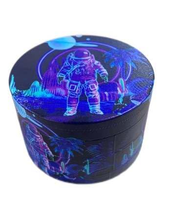 Spice Grinder 2.5 Inch - excellent grinder with zinc alloy holder, alloy color crusher, Cleaning brush for Bay Leaf, Basil, Rosemary, various models, mill rail and handy crank. (Purple Astronaut)