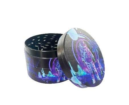 Spice Grinder 2.5 Inch - excellent grinder with zinc alloy holder, alloy color crusher, Cleaning brush for Bay Leaf, Basil, Rosemary, various models, mill rail and handy crank. (Purple Astronaut)