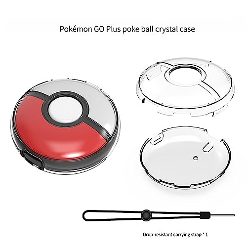 NUHFUFA Clear Protective Case for Pokemon GO Plus+ 2023, PC Crystal Cover Case with Hand Strap Sturdy and Anti-Fall Compatible with Pokemon GO Accessories