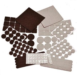 165 piece two colors - variety size furniture felt pads. self adhesive pads with transparent noise reduction bumpers. floor protectors for hardwood & laminate flooring-165 piece