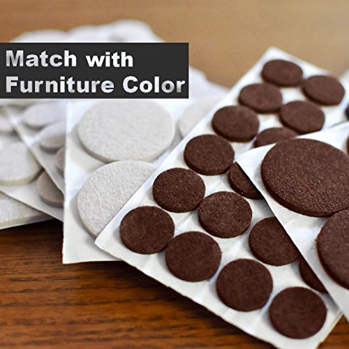165 Piece Two Colors - Variety Size Furniture Felt Pads. Self Adhesive Pads with Transparent Noise Reduction Bumpers. Floor Protectors for Hardwood & Laminate Flooring-165 Piece