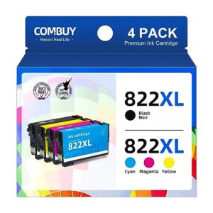 822xl ink cartridges remanufactured replacement for epson 822xl 822 xl t822 t822xl for workforce pro wf-4830 ink cartridges wf-4820 wf-3820 wf-4833 wf-4834 printer (black, cyan, magenta, yellow)