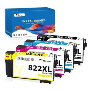 oinkwere 822xl ink cartridges remanufactured replacement for epson 822xl ink cartridges 822 xl t822 t822xl compatible for workforce wf-3820 wf-4820 wf-4830 wf-4833 wf-4834 printer (4 pack)