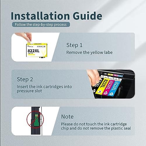 OINKWERE 822XL Ink Cartridges Remanufactured Replacement for Epson 822XL Ink cartridges 822 XL T822 T822XL Compatible for Workforce WF-3820 WF-4820 WF-4830 WF-4833 WF-4834 Printer (4 Pack)