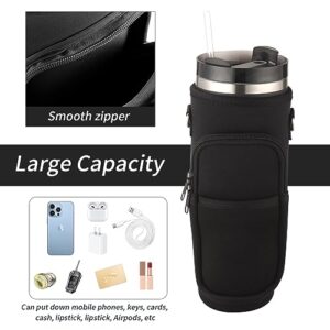 Yurlgst Water Bottle Carrier with Phone Pocket for Stanley Simple Modern 30/40 oz Tumbler with Handle Quencher,Water Bottle Holder with Adjustable Strap,Stanley Cup Accessories for Walking