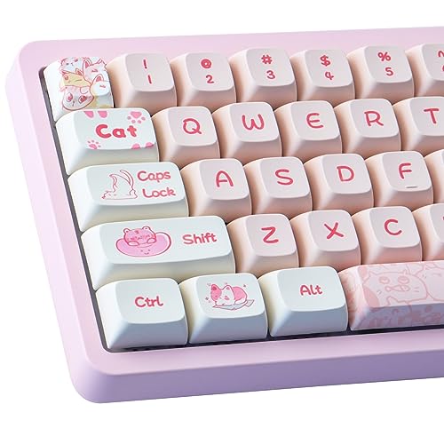 Hyekit PBT Keycaps 133 Keys Naughty Cat Keycaps Dye-Sublimation Cute Keycaps XDA Profile for Cherry Gateron MX Switches Mechanical Keyboards