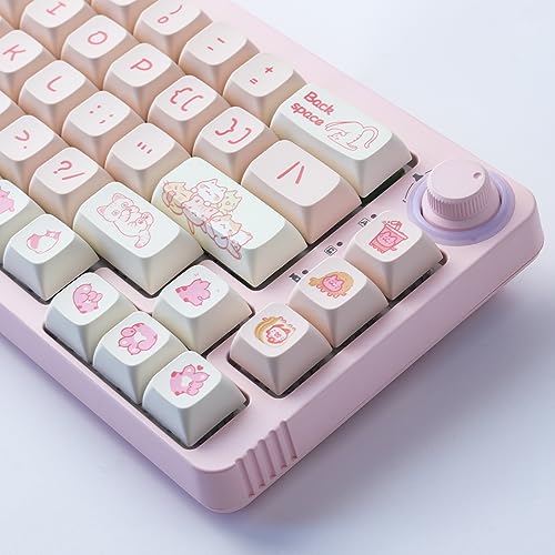 Hyekit PBT Keycaps 133 Keys Naughty Cat Keycaps Dye-Sublimation Cute Keycaps XDA Profile for Cherry Gateron MX Switches Mechanical Keyboards