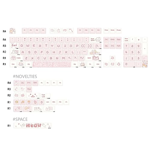 Hyekit PBT Keycaps 133 Keys Naughty Cat Keycaps Dye-Sublimation Cute Keycaps XDA Profile for Cherry Gateron MX Switches Mechanical Keyboards