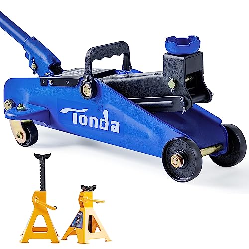 TONDA Floor Jack Blue and Jack Stands Yellow