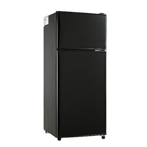 kazigak compact refrigerator double door mini fridge with freezer, 3.5 cu ft mini refrigerator with 7 level adjustable thermostat for office, dorm, apartment, black