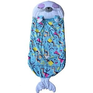 happy nappers large (66"x30") pillow & sleepy sack- comfy, cozy, compact, super soft, warm, all season, sleeping bag with pillow - seal