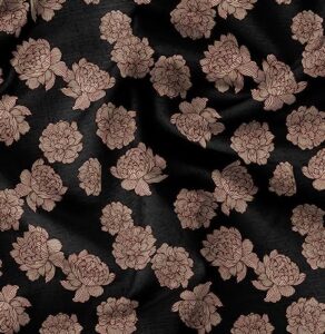 soimoi floral print, cotton cambric, quilting fabric sold by the yard 42 inch wide, medium weight cotton fabric, sewing supplies,black & brown