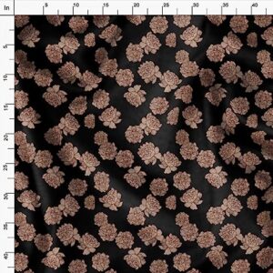 Soimoi Floral Print, Cotton Cambric, Quilting Fabric Sold by The Yard 42 Inch Wide, Medium Weight Cotton Fabric, Sewing Supplies,Black & Brown