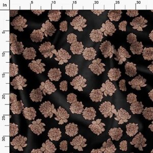 Soimoi Floral Print, Cotton Cambric, Quilting Fabric Sold by The Yard 42 Inch Wide, Medium Weight Cotton Fabric, Sewing Supplies,Black & Brown