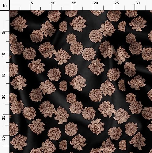 Soimoi Floral Print, Cotton Cambric, Quilting Fabric Sold by The Yard 42 Inch Wide, Medium Weight Cotton Fabric, Sewing Supplies,Black & Brown